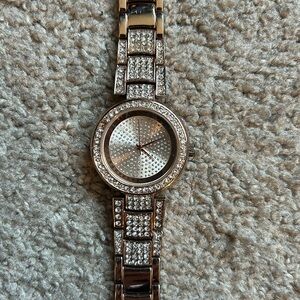 NY&C‎ women’s vintage rose gold diamond crystal bracelet watch one size